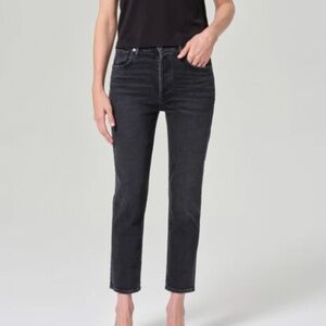 AGOLDE Riley High Rise Straight Crop Jeans in Panoramic Black Wash Women’s Sz 28